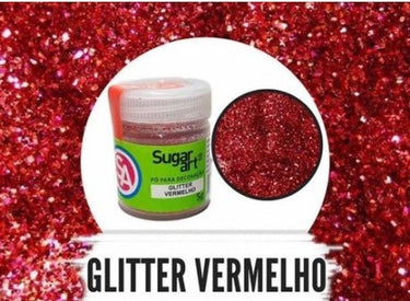 Glitter em Pó para Decoração Vermeho 5g - Sugar Art